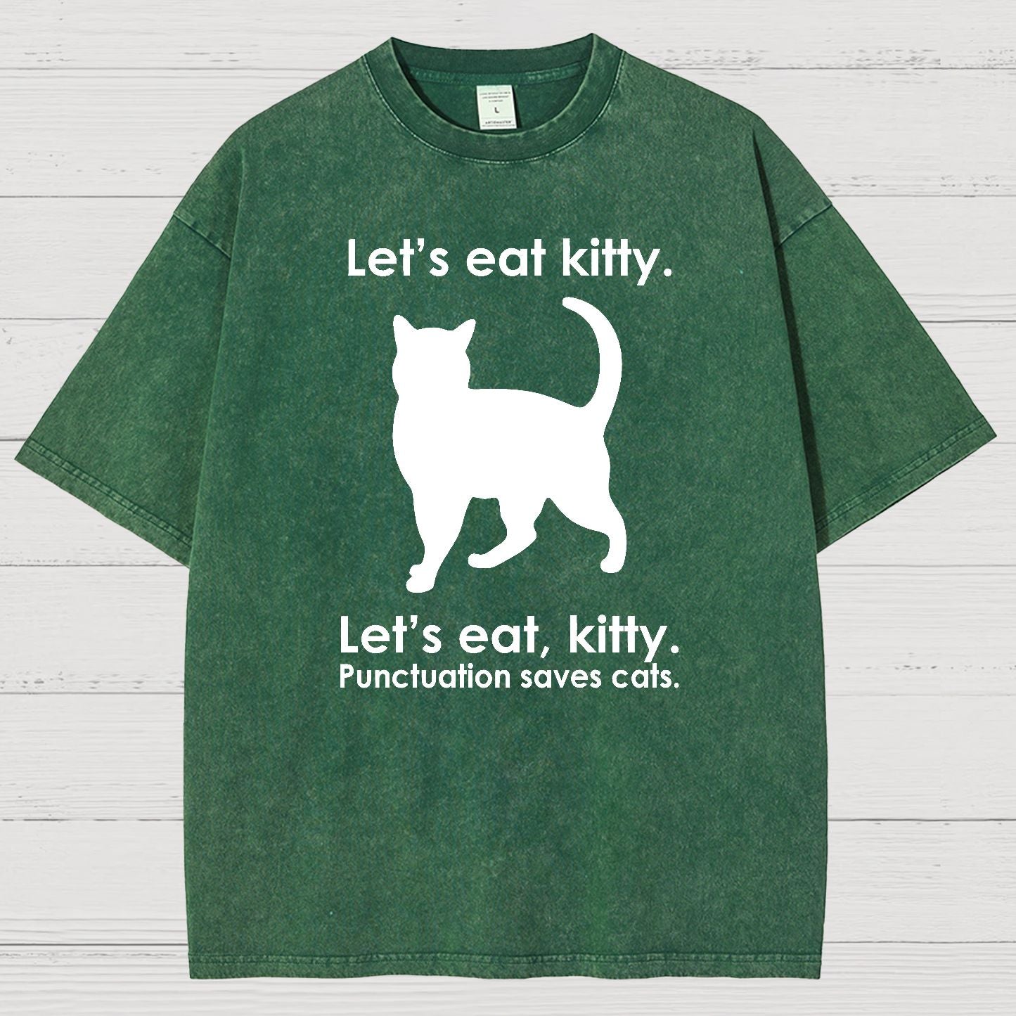 Let's Eat Kitty! Punctuation Saves Lives. Vintage Distressed T-shirt