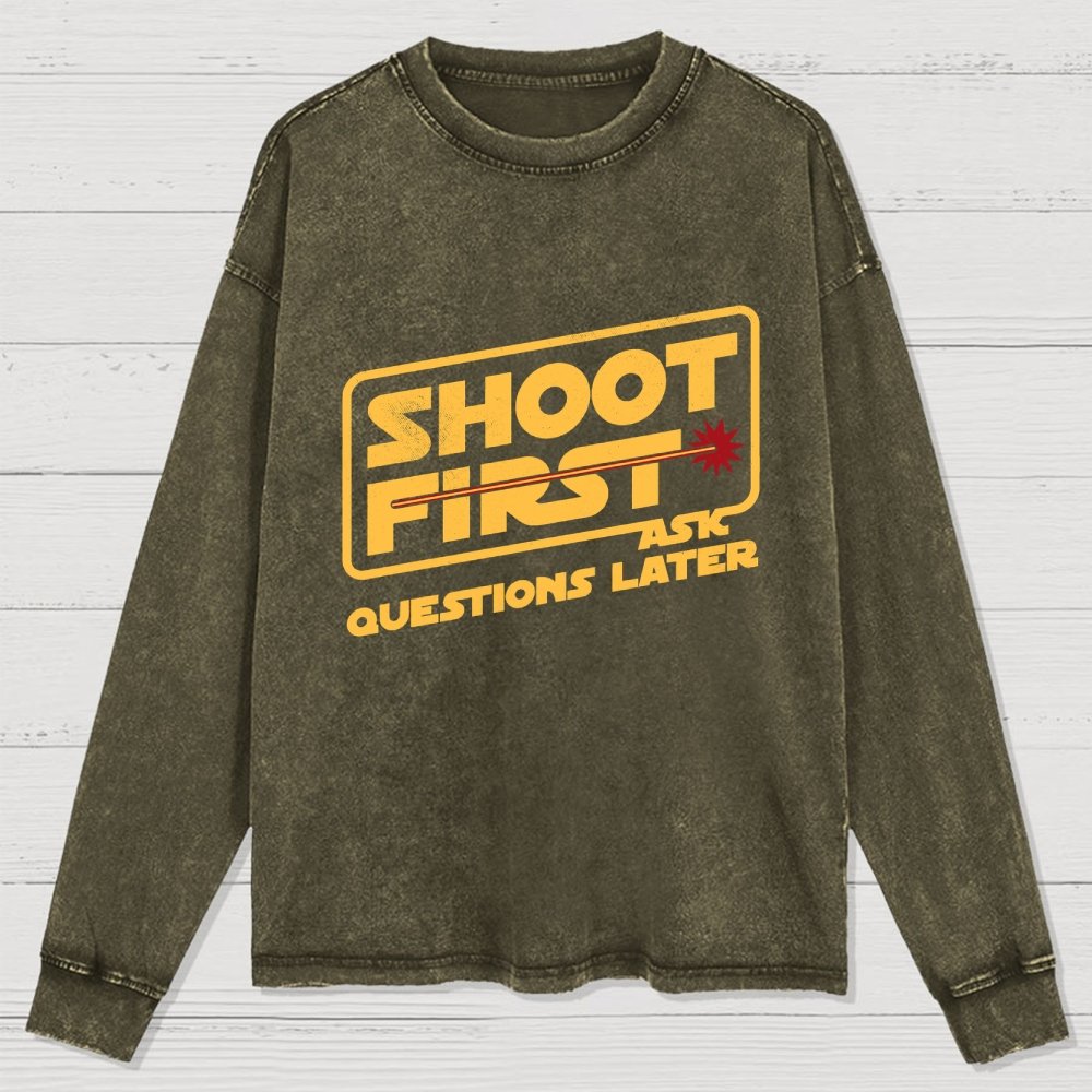 Shoot First Washed Long Sleeve Tee