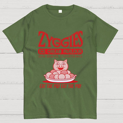 Eat the Pig at Frosty's Ice Cream Parlour Ringer Unisex Geek T-Shirt