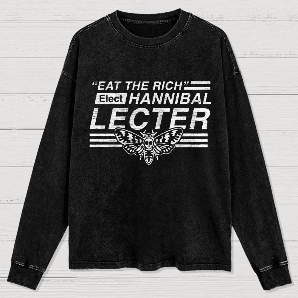 Eat The Rich Washed Long Sleeve Tee