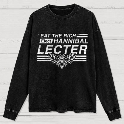 Eat The Rich Washed Long Sleeve Tee