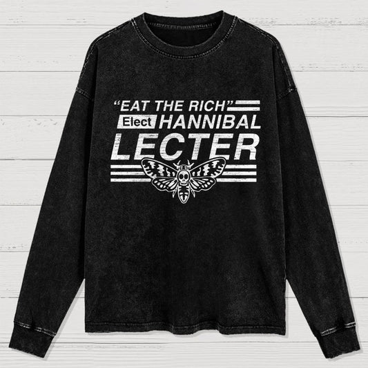 Eat The Rich Washed Long Sleeve Tee