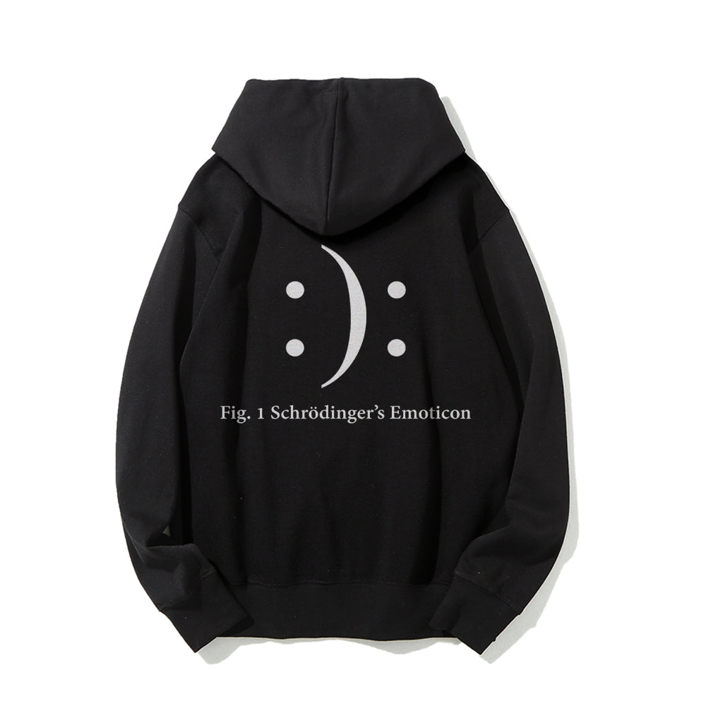 Schrodinger's Emoticon Printed Back Unisex Cotton Hoodie