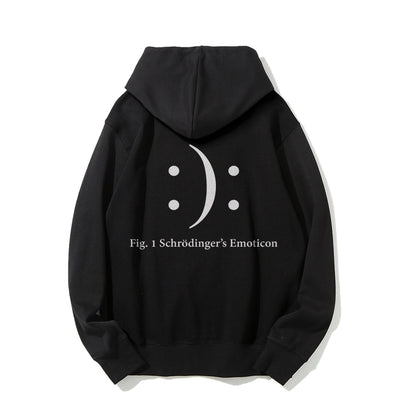 Schrodinger's Emoticon Printed Back Unisex Cotton Hoodie