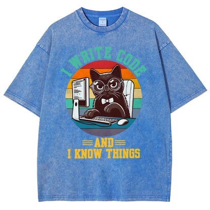 I Write Code And I Know Thing Vintage Distressed T-shirt