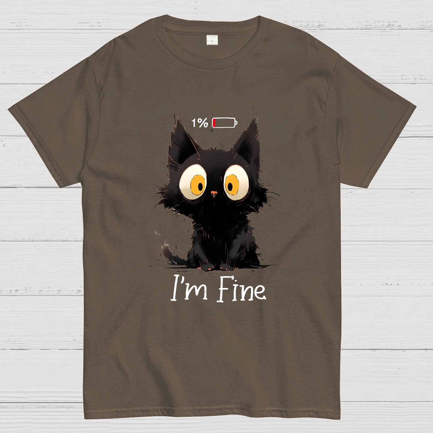 I‘m Fine Black Cat Geeky T-Shirt