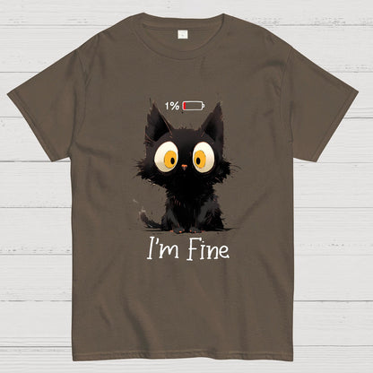I‘m Fine Black Cat Geeky T-Shirt