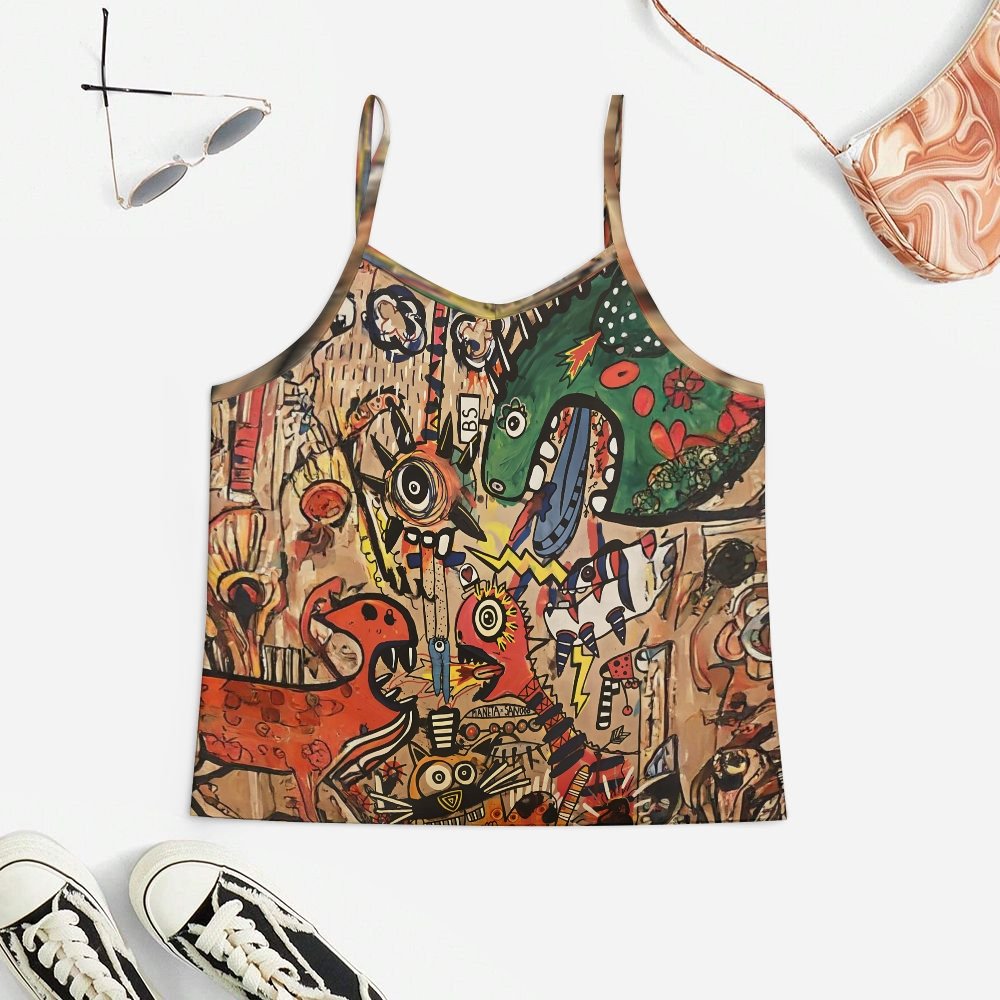 Art Graffiti Women's Geek Suspender Cami Set