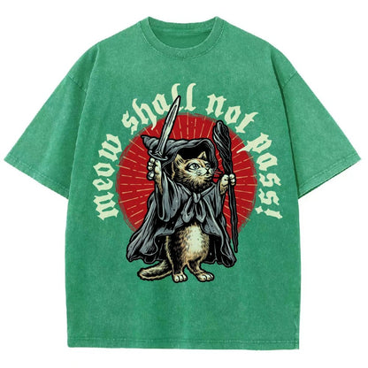 Meow Shall Not Pass Vintage Distressed T-shirt
