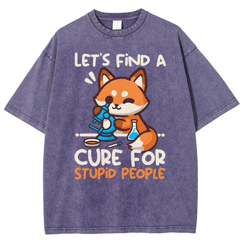 Fox Cure For Stupid People Vintage Distressed T-shirt