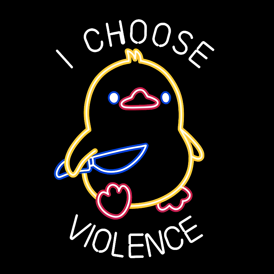 I Choose Violence Neon Funny Duck Geek T-Shirt