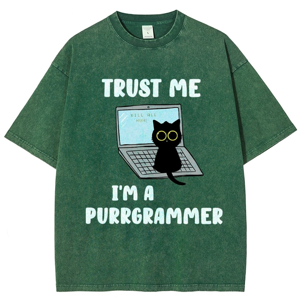 I'm A Purrgrammer Funny Cat Nerdy Vintage Distressed T-shirt