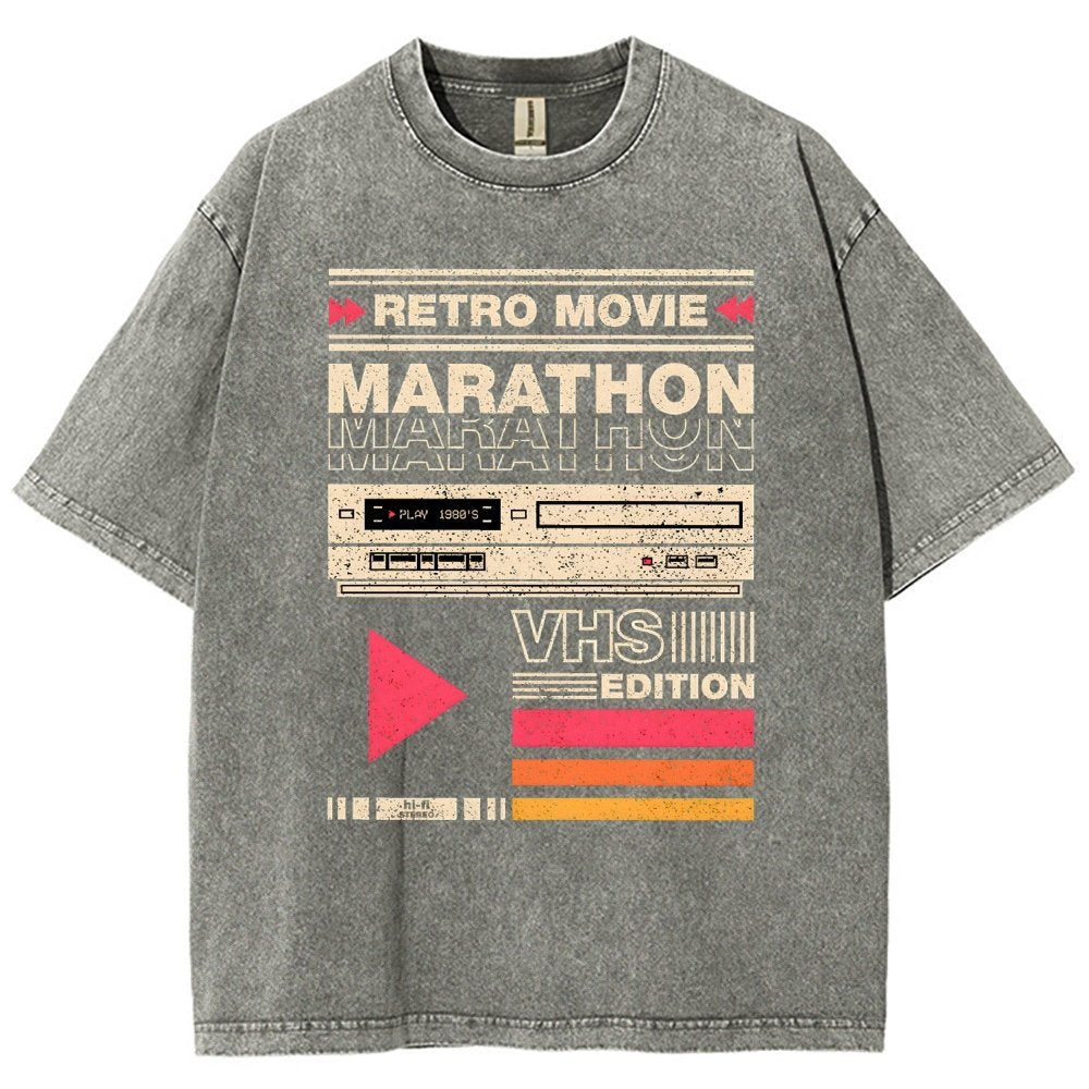 Retro Movie Marathon VHS Edition Vintage Distressed T-shirt