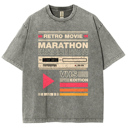 Retro Movie Marathon VHS Edition Vintage Distressed T-shirt