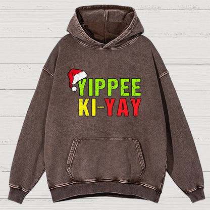 Yippee-Ki-Yay Funny Christmas Vintage Distressed Hoodie