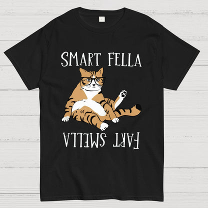 Smart Fella , Fart Smella, Funny Cat Geek T-Shirt