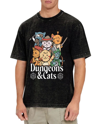 Dungeons and Cats Vintage Distressed T-shirt