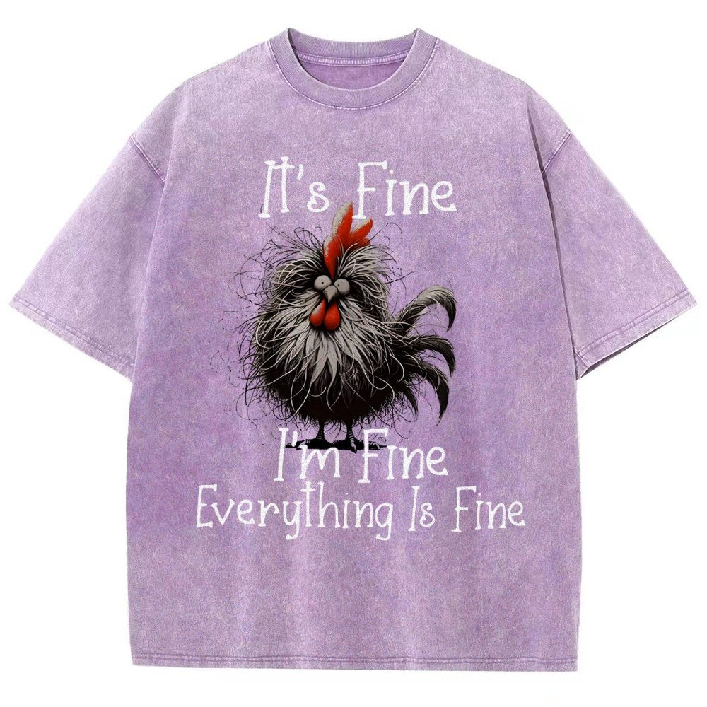 It's Fine，Funny Chick Vintage Distressed T-shirt
