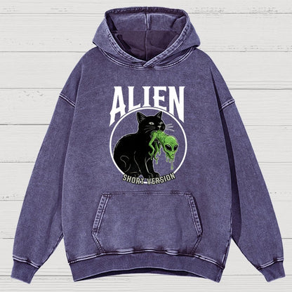Black Cat Eating Alien Vintage Distressed Hoodie