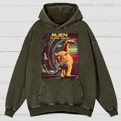 Mystery Cat Heavy Vintage Distressed Hoodie