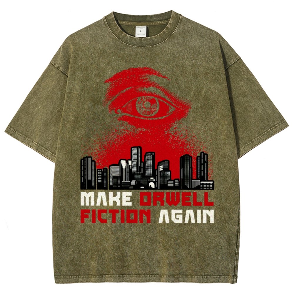 Damen Make Orwell Fiction Again Vintage Distressed T-shirt