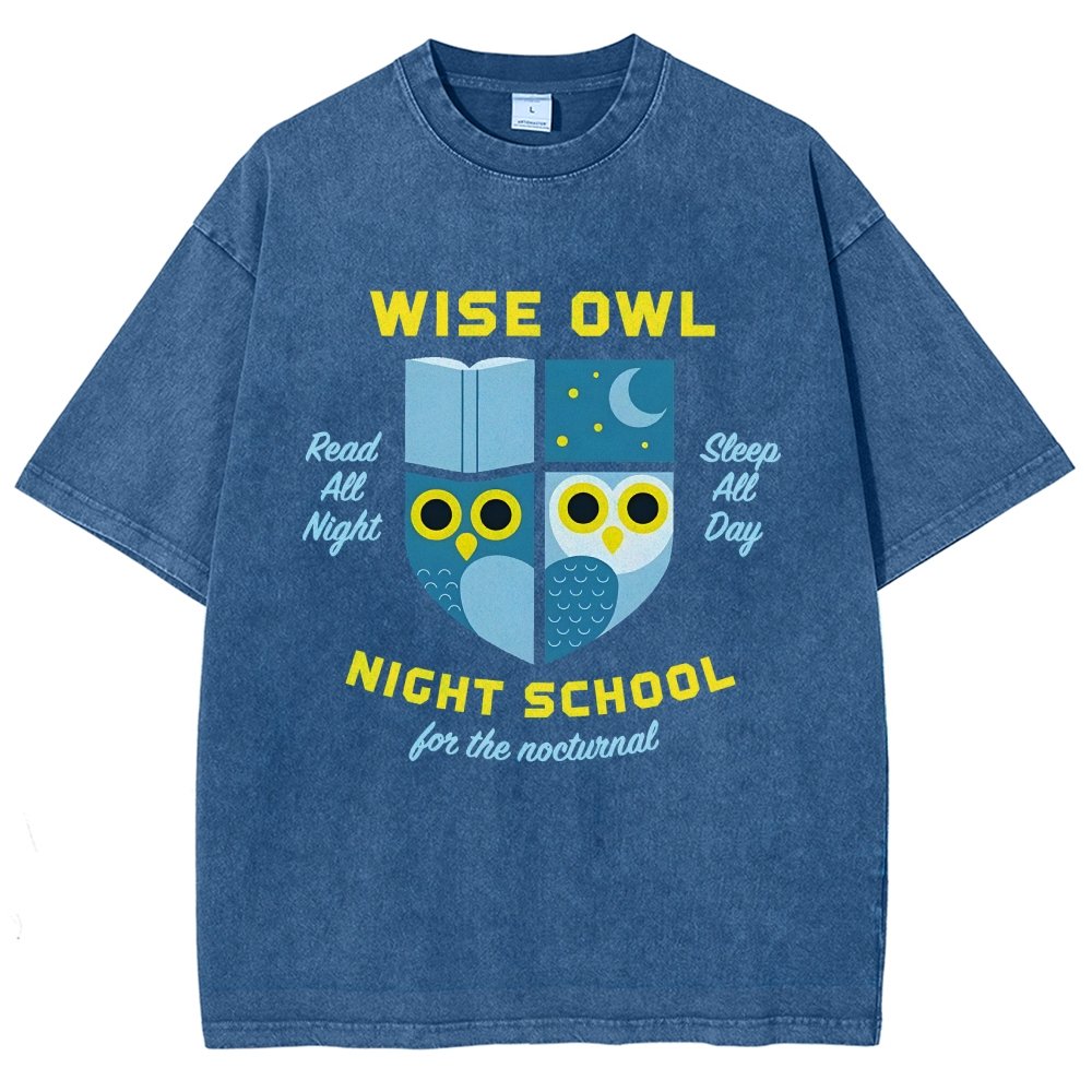 Wise Owl Night School Vintage Distressed T-shirt