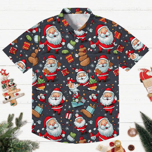 Funny Santa Claus Print Geeky Shirt