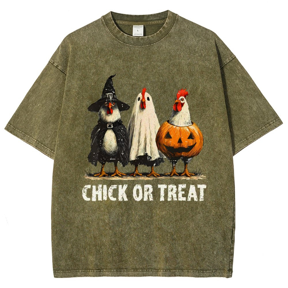 Halloween Chick or Treat Vintage Distressed T-shirt