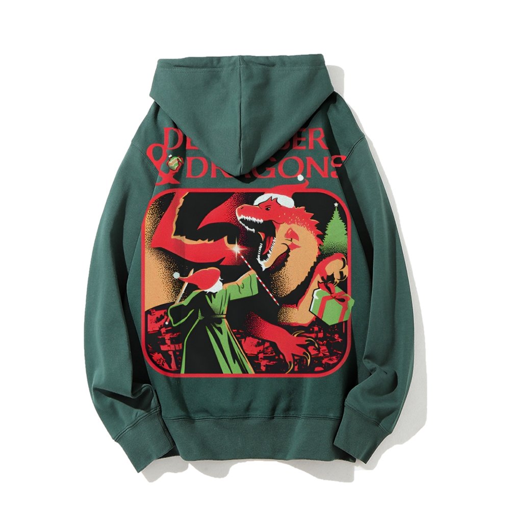December & Dragons Printed Back Cotton Hoodie