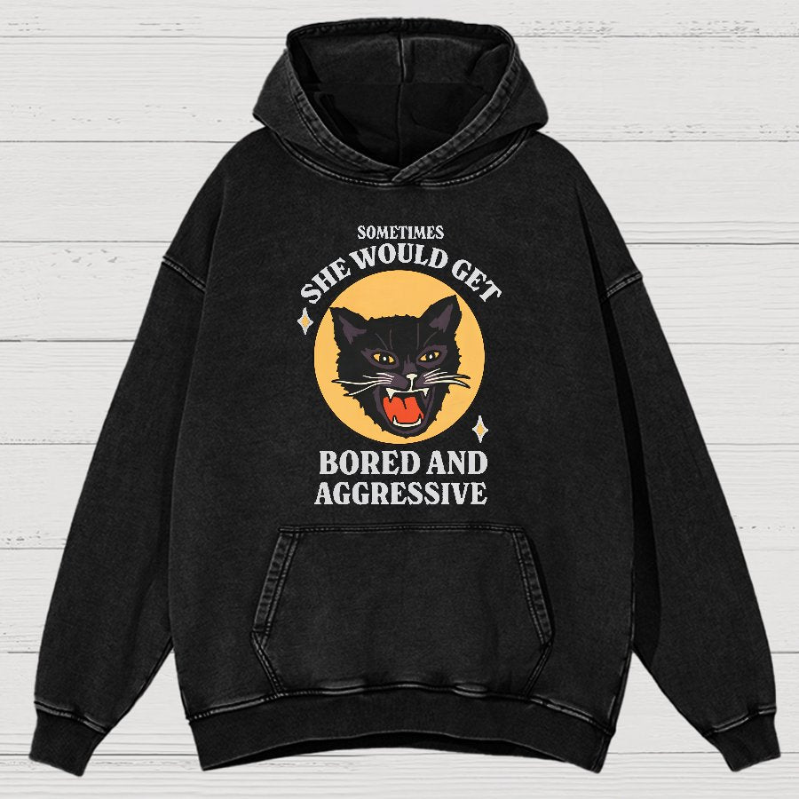 Angry Cat Funny Vintage Distressed Hoodie