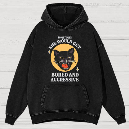Angry Cat Funny Vintage Distressed Hoodie