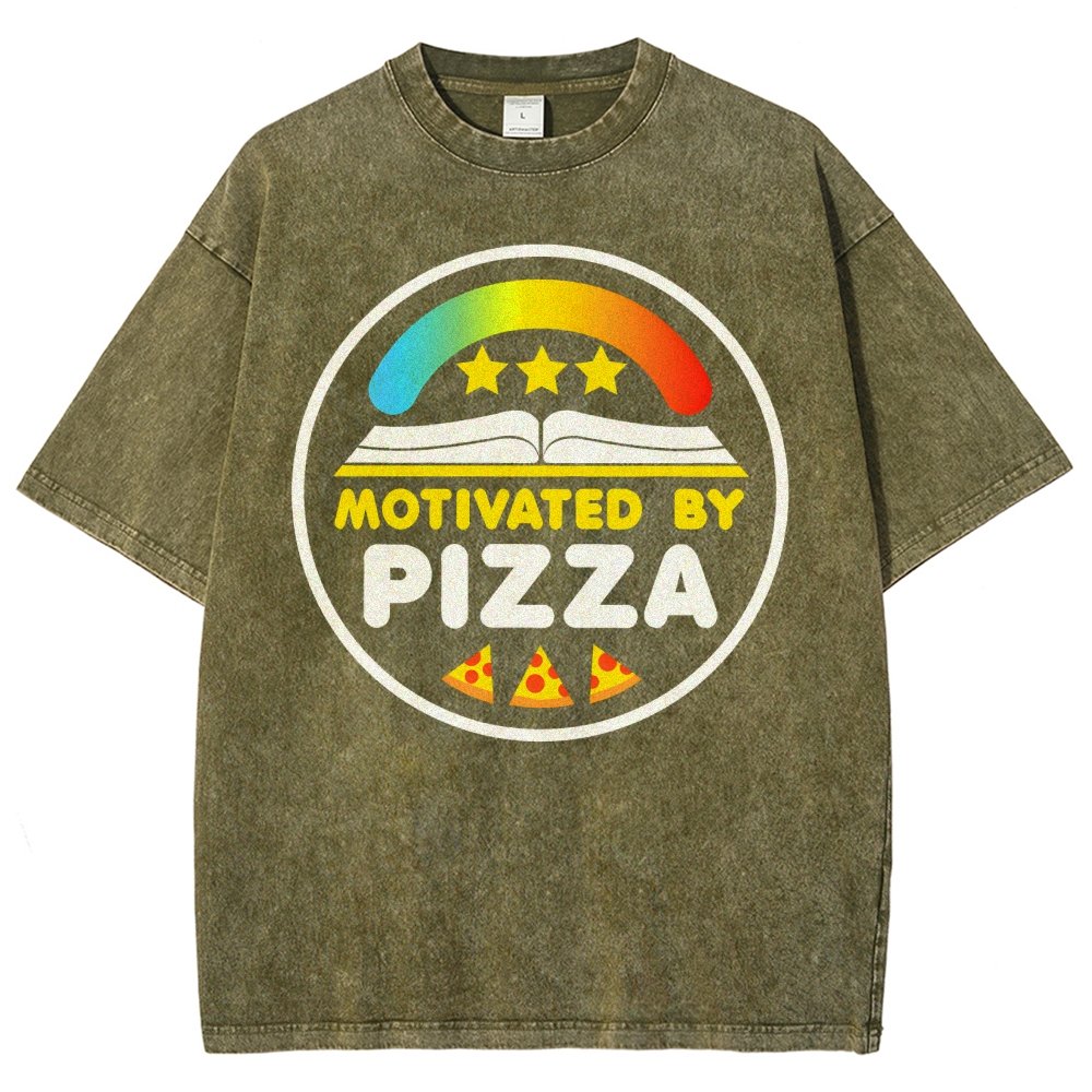 Motivated By Pizza Vintage Distressed T-shirt