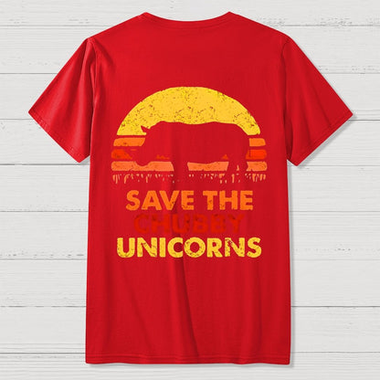 Save The Chubby Unicorns  Back Printing Geek T-Shirt