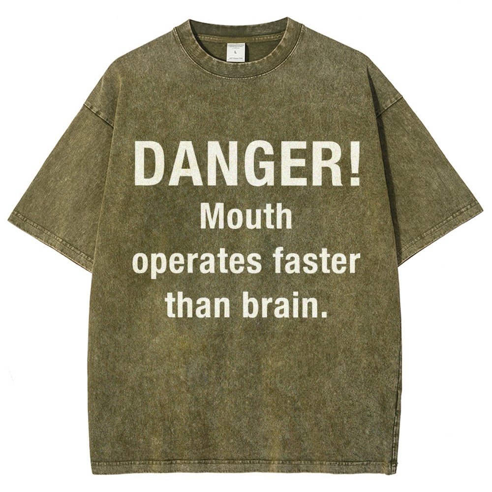 Danger Mouth Works Faster Than Brain Vintage Distressed T-shirt