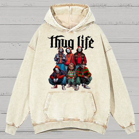 Thug Life Horror Movie Halloween Vintage Distressed Hoodie