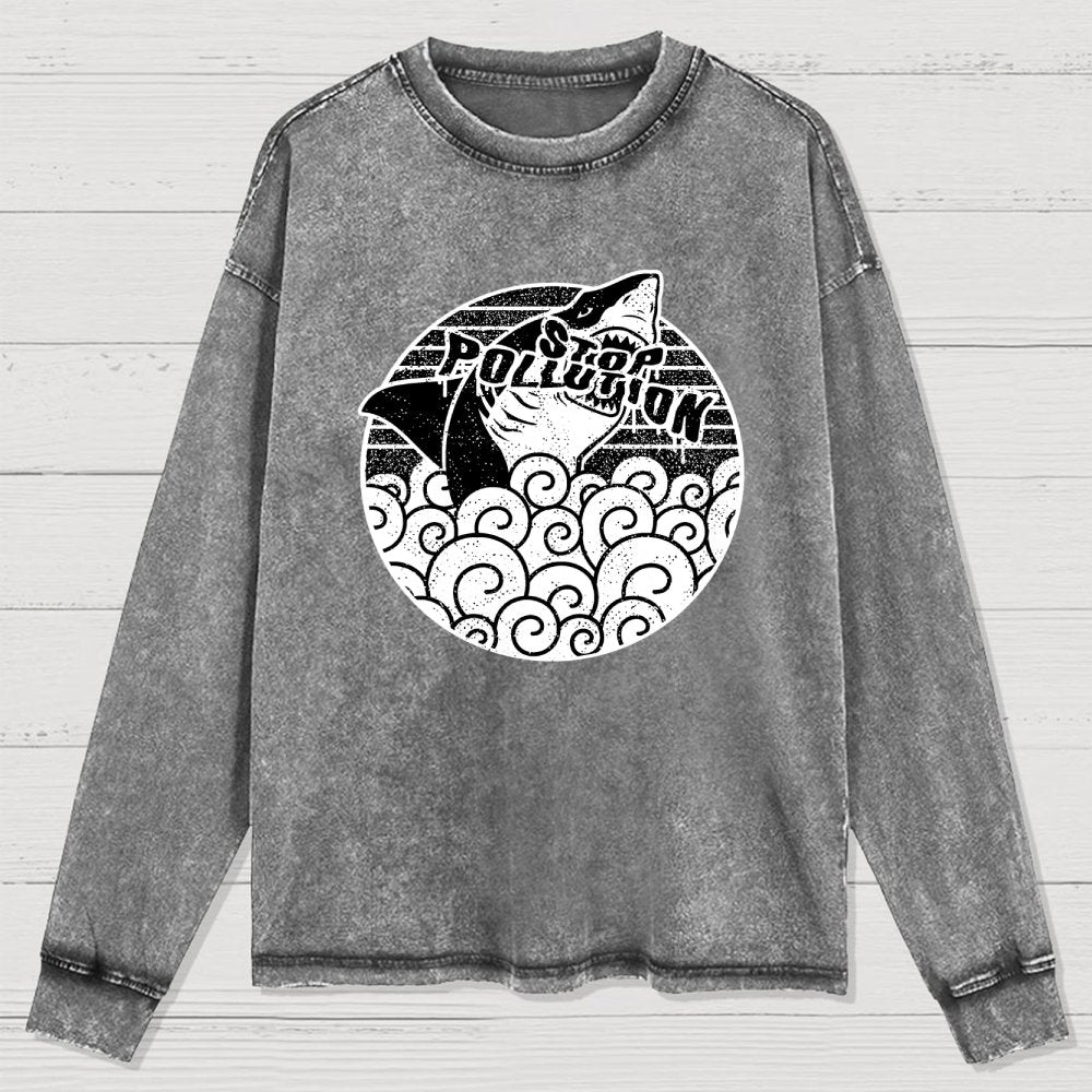 Stop pollution Washed Long Sleeve Tee
