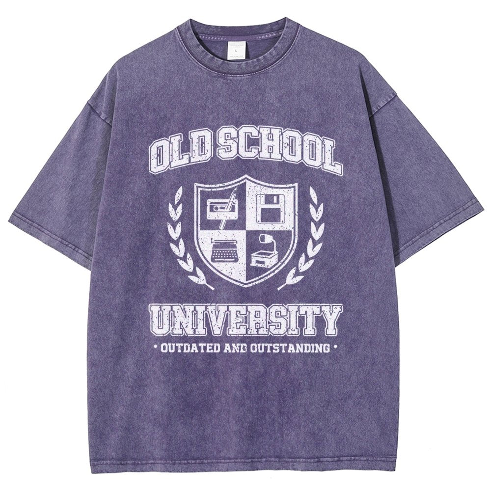 Old School University Vintage Distressed T-shirt