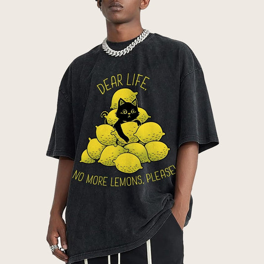 If Life Give You Lemons Black Cat Vintage Distressed T-shirt