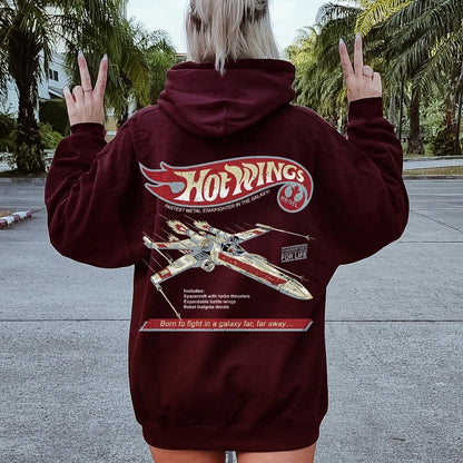 Hot Wings Rebel Printed Back Unisex Cotton Hoodie