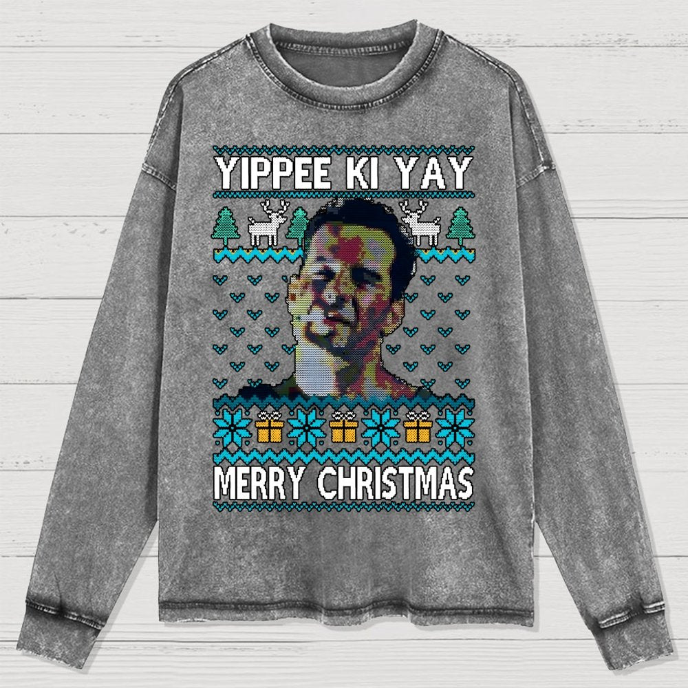 Yippee Ki Christmas Washed Long Sleeve Tee