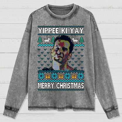 Yippee Ki Christmas Washed Long Sleeve Tee