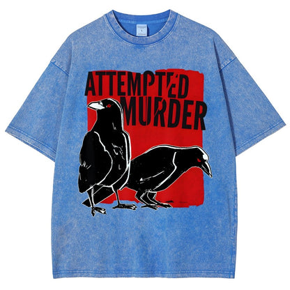 Attempted Murder Crow Vintage Distressed T-shirt