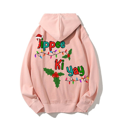 Yippee Ki Yay Christmas Printed Back Cotton Hoodie