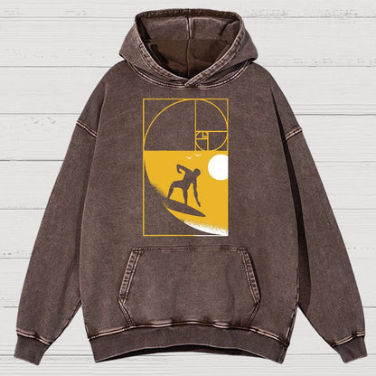 Golden Spiral Wave Geek Vintage Distressed Hoodie