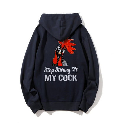 Stop Staring at My Cock Printed Back Unisex Cotton Hoodie