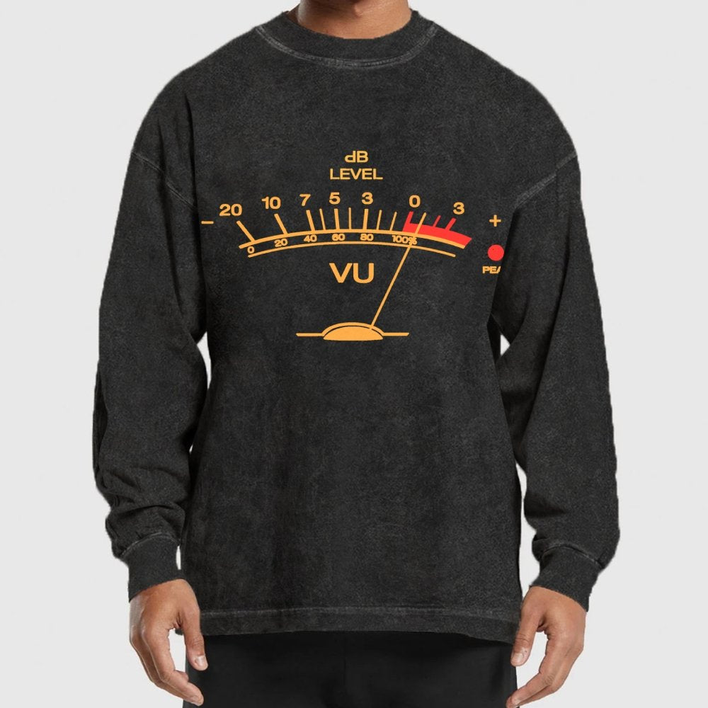 Volume VU Meter Vintage Audio Engineer Washed Long Sleeve Tee