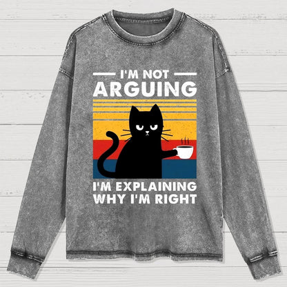 I'm Not Arguing Funny Cat Washed Long Sleeve Tee