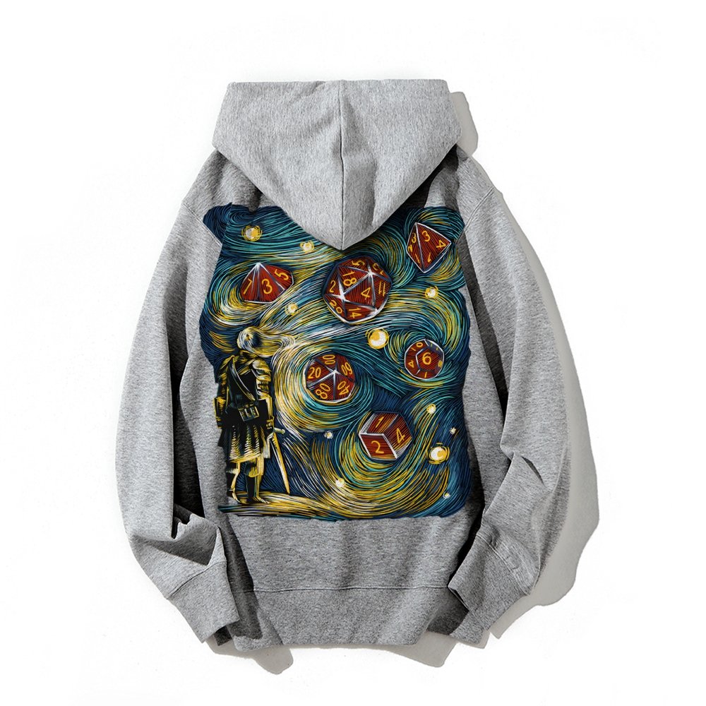 Starry Dice Printed Back Cotton Hoodie