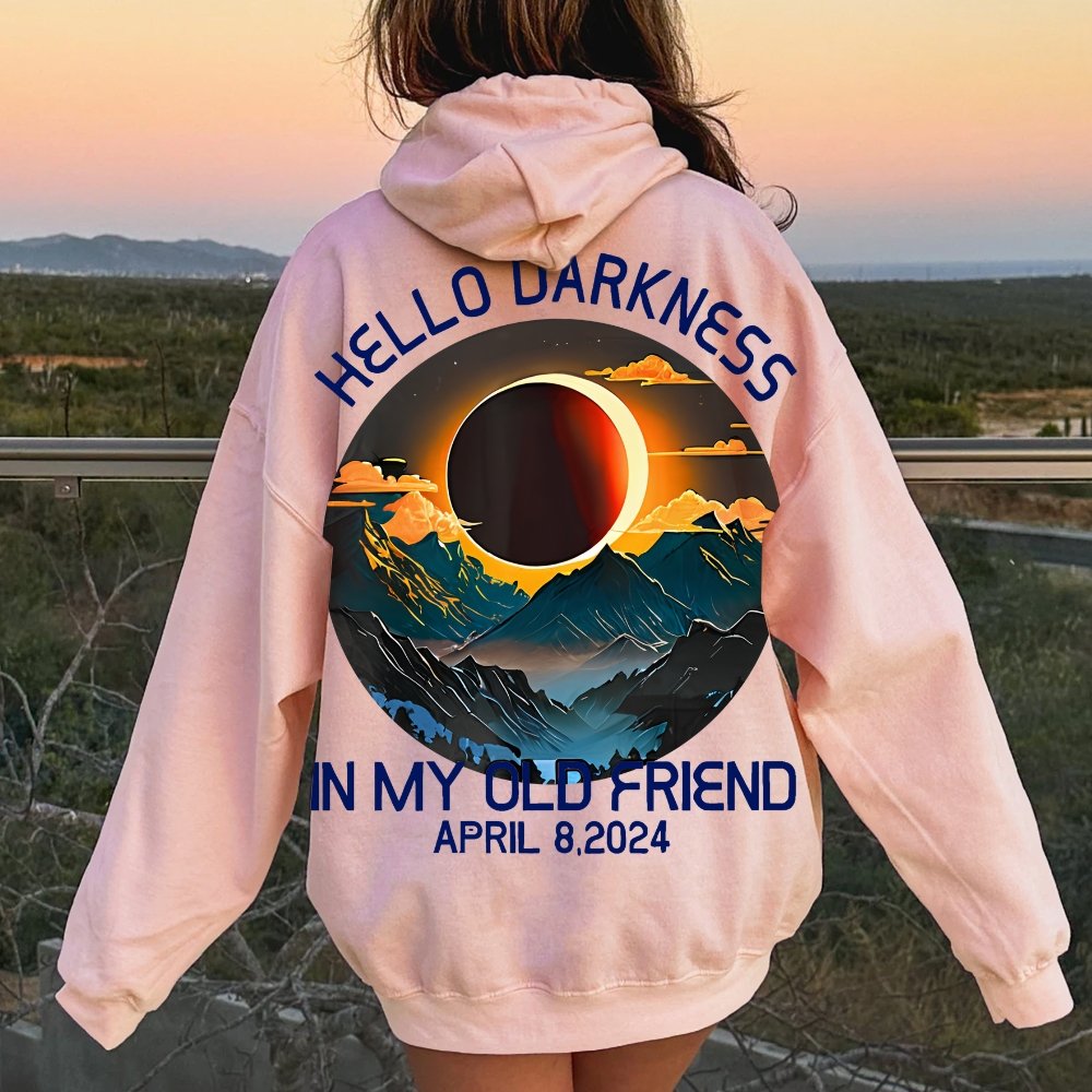 Hello Darkness My Old Friend Nerdy Graphic Geek Printed Back Cotton Hoodie