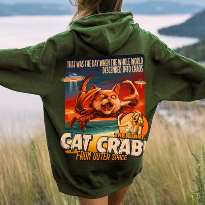 The Giant Cat Crab Geek Printed Back Cotton Hoodie